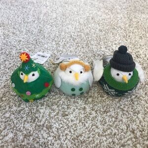 Target Wondershop Featherly Friends Christmas Fabric Bird Ornaments Lot of 3